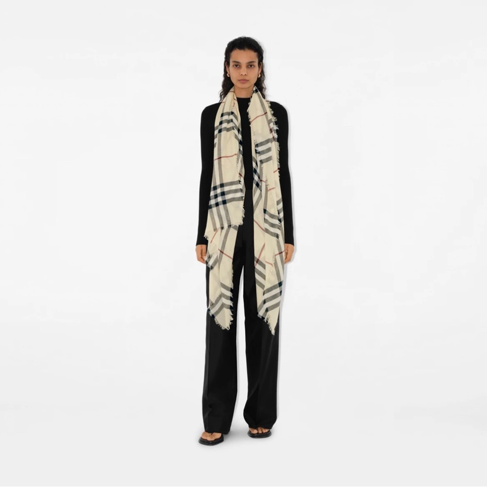 Burberry Wide Check Wool Scarf